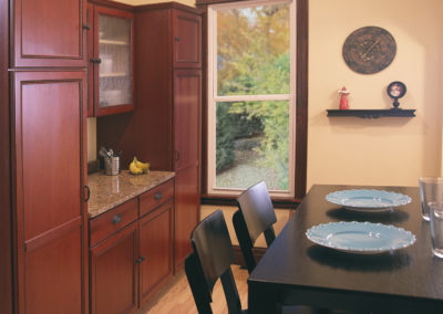 Modern victorian kitchen with mastercraft moldings and cherry cabinets